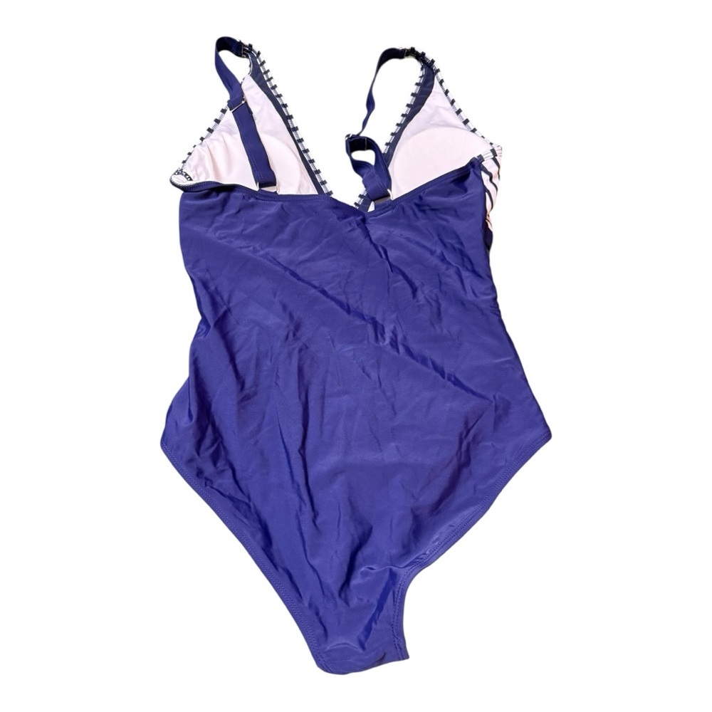Navy and White Striped Swimsuit With Padding - Picture 3 of 7